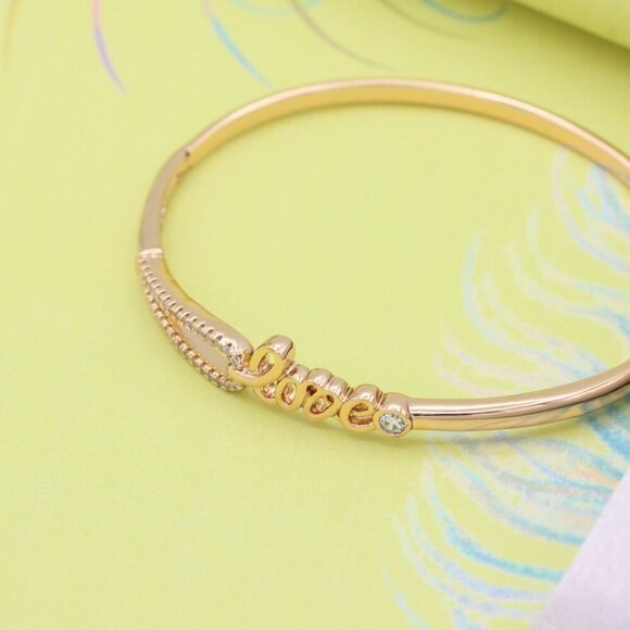 Elegant Rose Gold ""Love"" Bangle with Sparkling CZ Accents, XPBL0582 - Picture 3 of 12